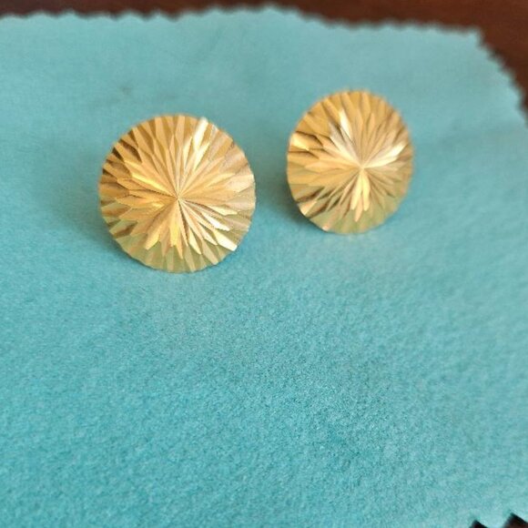 Genuine Solid 14k Gold Sunburst Earrings - Picture 1 of 3